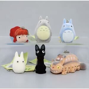 Hayao Miyazaki Anime Totoro Keychain Set of 6, Studio Ghibli, Sekiguchi - New